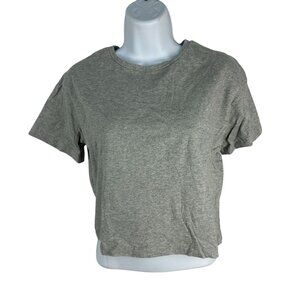 Isa & Ella Cropped Womens T-Shirt Small Gray Cotton Short Sleeve Casual Wear